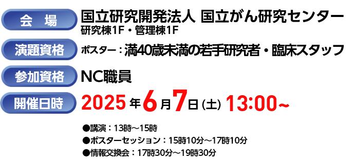 開催日時：2025年6月7日（土）会場：国立研究開発法人 国立がん研究センター研究棟1F・管理棟1F